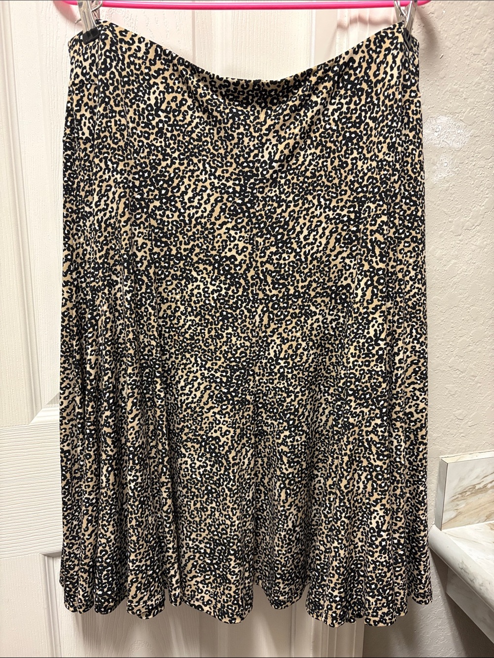 East 5th Beige and Black Leopard Print Skater Skirt